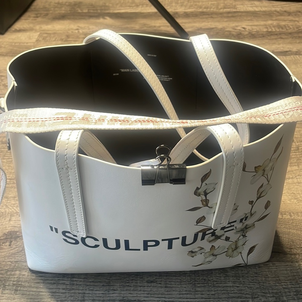 Off-White Sculpture Leather Flower Tote Shoulder Bag